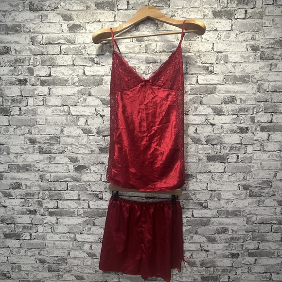 Generic Other - EUC Women's Scarlet Lace Chemise Pajama Set Size XXL